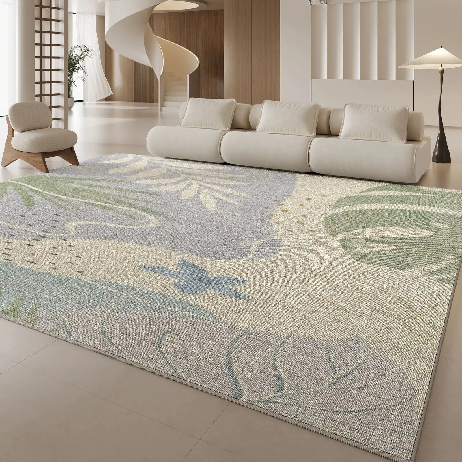 VIKAMA Crush Resistant Loop Pile Area Rug Modern Classic Oversized Carpet for Living Room Sofa and Bedroom Floor Plush Home Deco